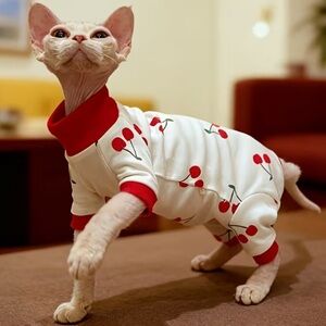 NWOT Cat Onesie Pajamas - Soft Stretch Fleece - White - Size Large